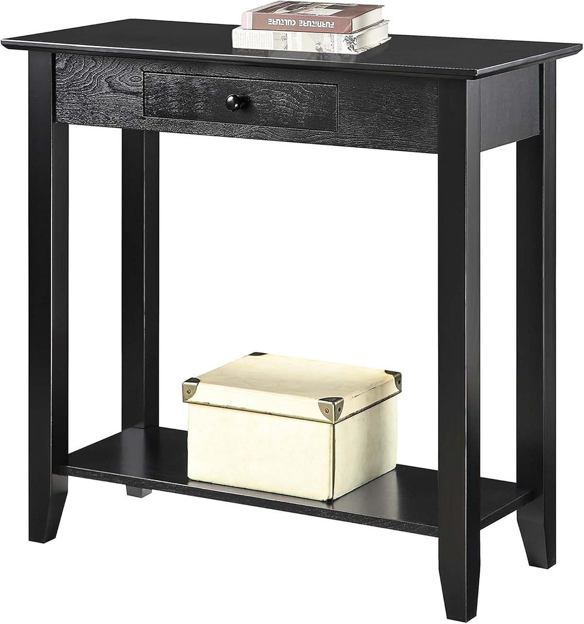 Black Hall Table with Drawer and Shelf V361