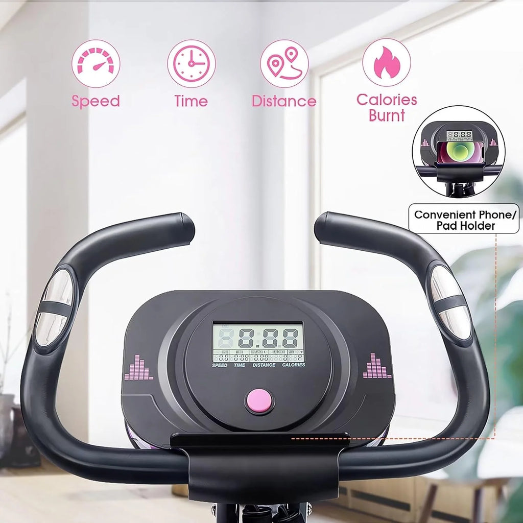 Foldable Magnetic Exercise Bike 300 lbs with Backrest R838