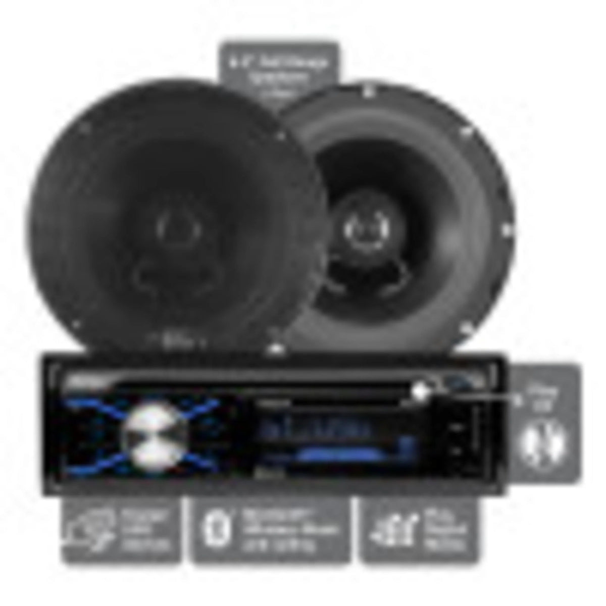 Single Din Car Stereo and Speakers K6145