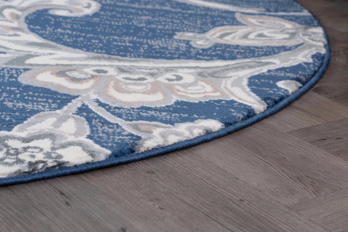 6ft Round Navy Area Rugs X85828