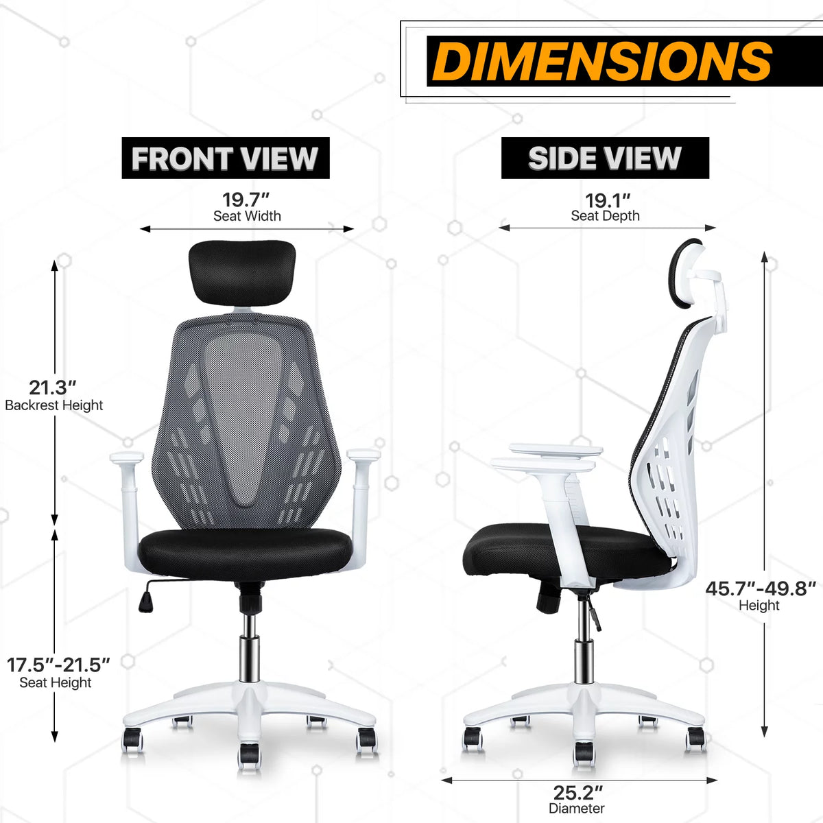 Black Mesh High Back Task Chair with Headrest A102