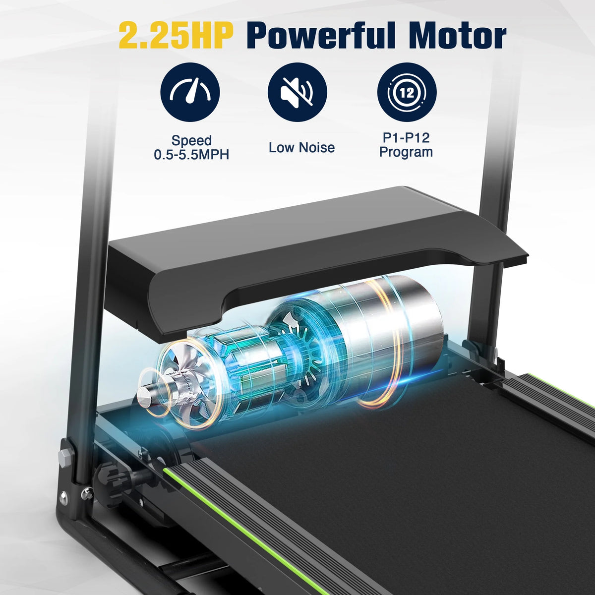 Folding Treadmill with Long Handrail 2.25HP R2020