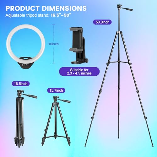 10'' Ring Light with 50'' Extendable Tripod Stand T58623