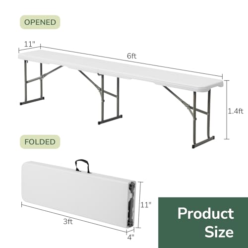White 6ft Folding Plastic Bench Y65866