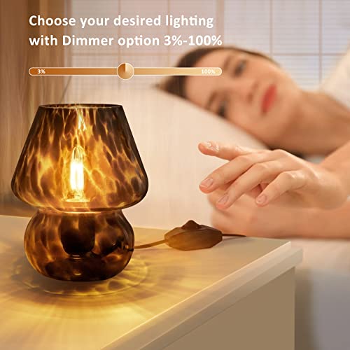 Pink Glass Dimmable Mushroom Table Lamp U245701