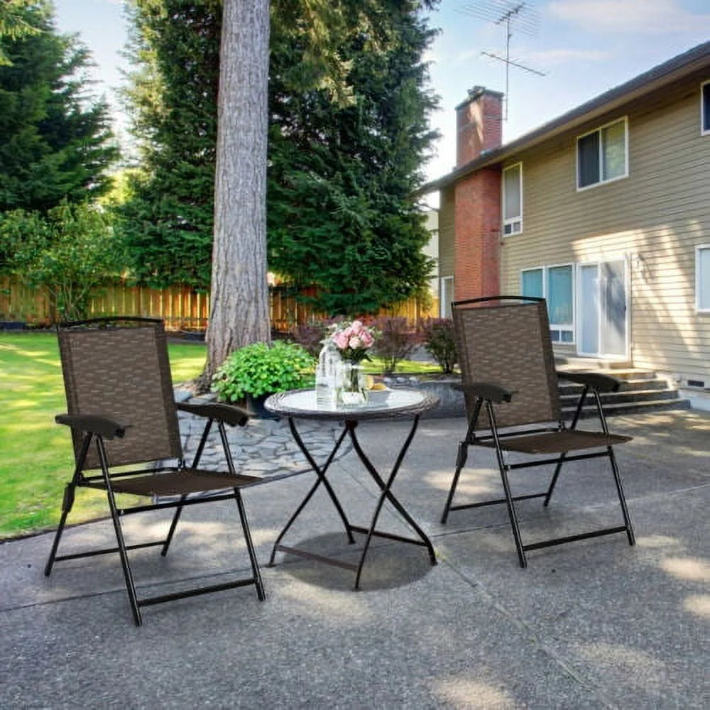 Set of 4 Folding Sling Chairs Steel Armrest J96810