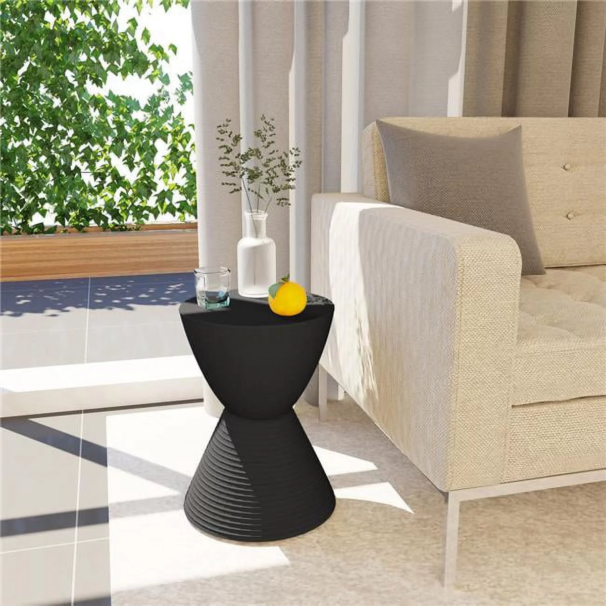 Black Round Side Table O150