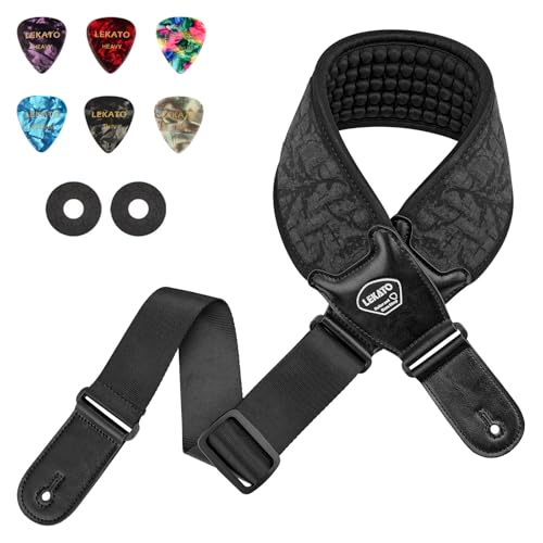 3.5" Wide Padded Adjustable Guitar Strap with Strap Locks E545819