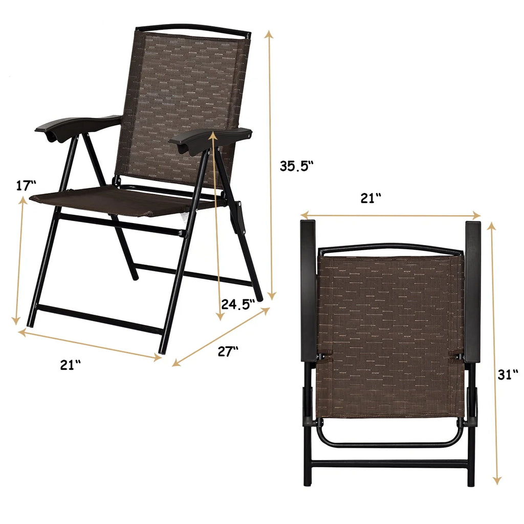 Set of 4 Folding Sling Chairs Steel Armrest J96810