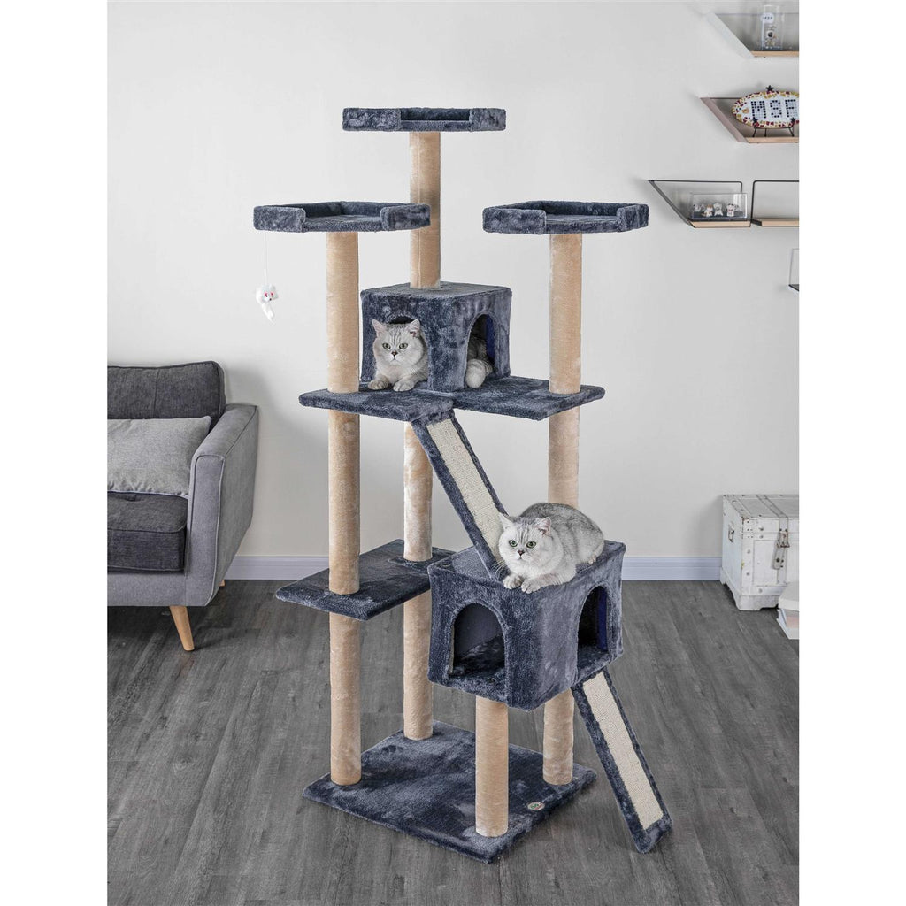 71 in. Cat Tree House with Sisal Scratching Board E980946