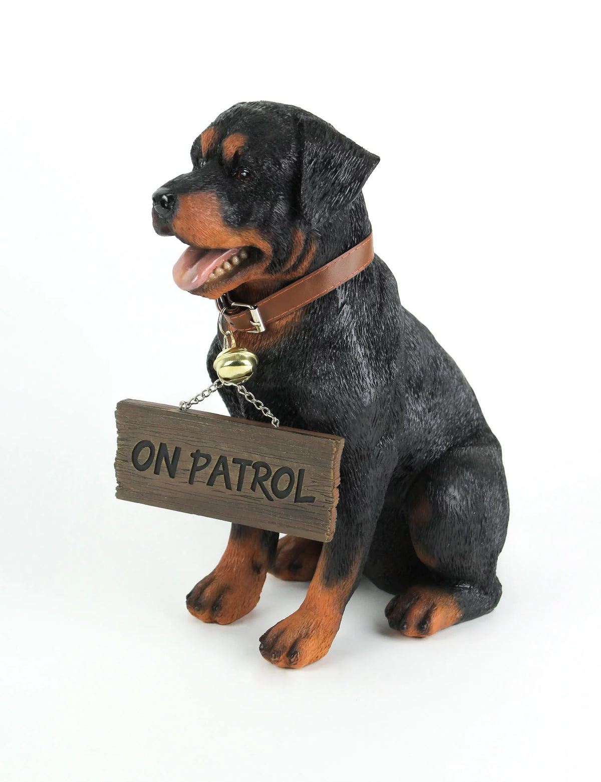 Rottweiler Indoor Outdoor Statue with Reversible Message Sign F4820