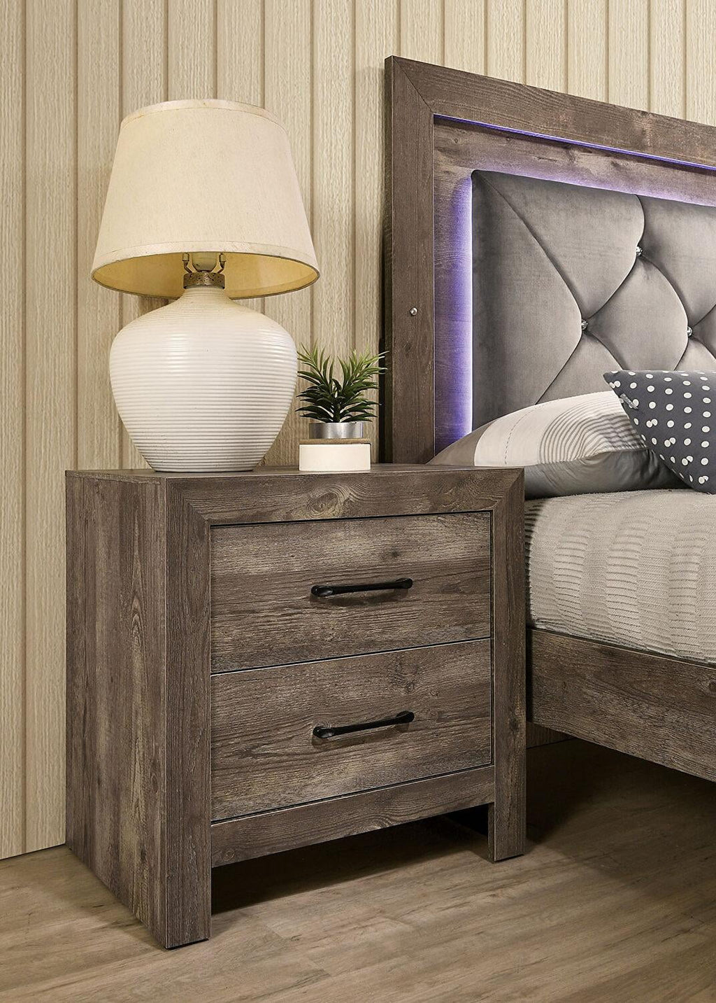 Natural Tone Wood King Bedroom Set 5pcs B83669