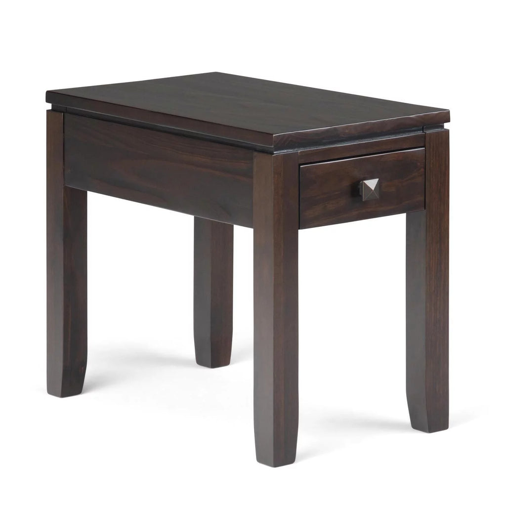 Solid Wood 14 inch Wide Rectangle Narrow Side Table in Mahogany Brown R488