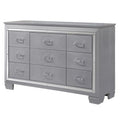 Gray 9 Drawer Textured Wooden Dresser with Mirror R390132