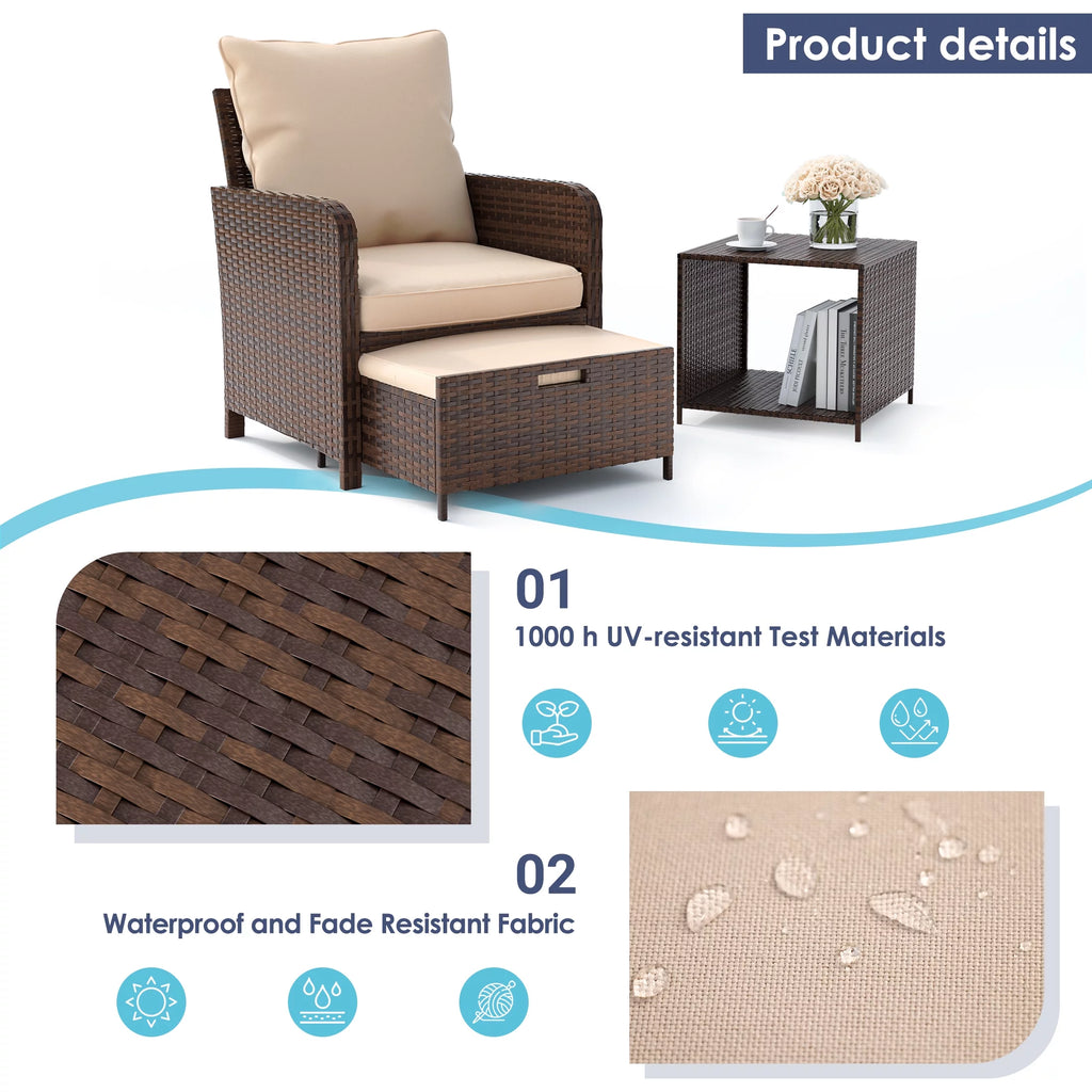 Khaki 5 Piece Patio Furniture Set O426
