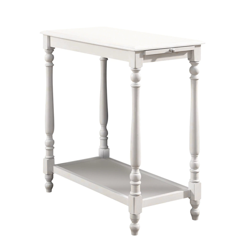 White 25-inch Solid Wood 1-Shelf Side Table X42321