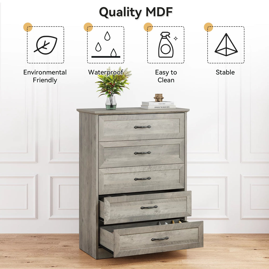 Grey 5 Drawer Dresser U201