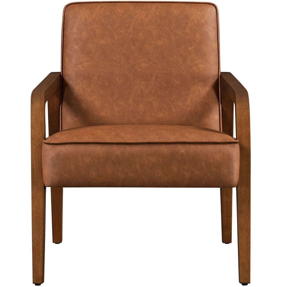 Light Brown Faux Leather Armchair U89396
