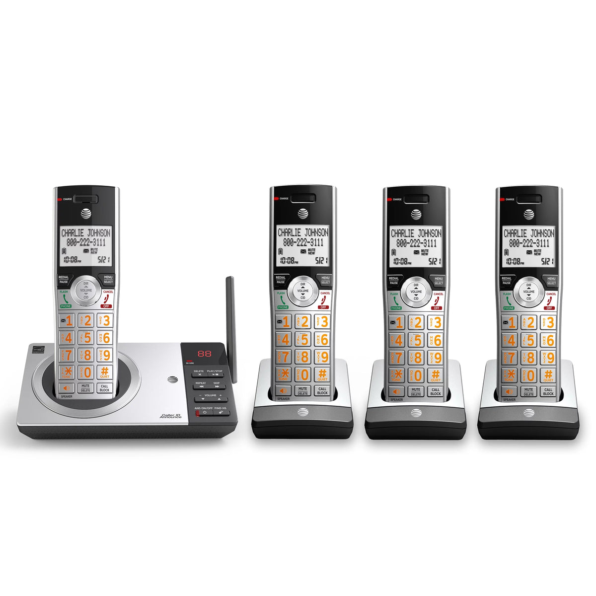 Silver/Black Cordless Phone with 4 Handsets I815