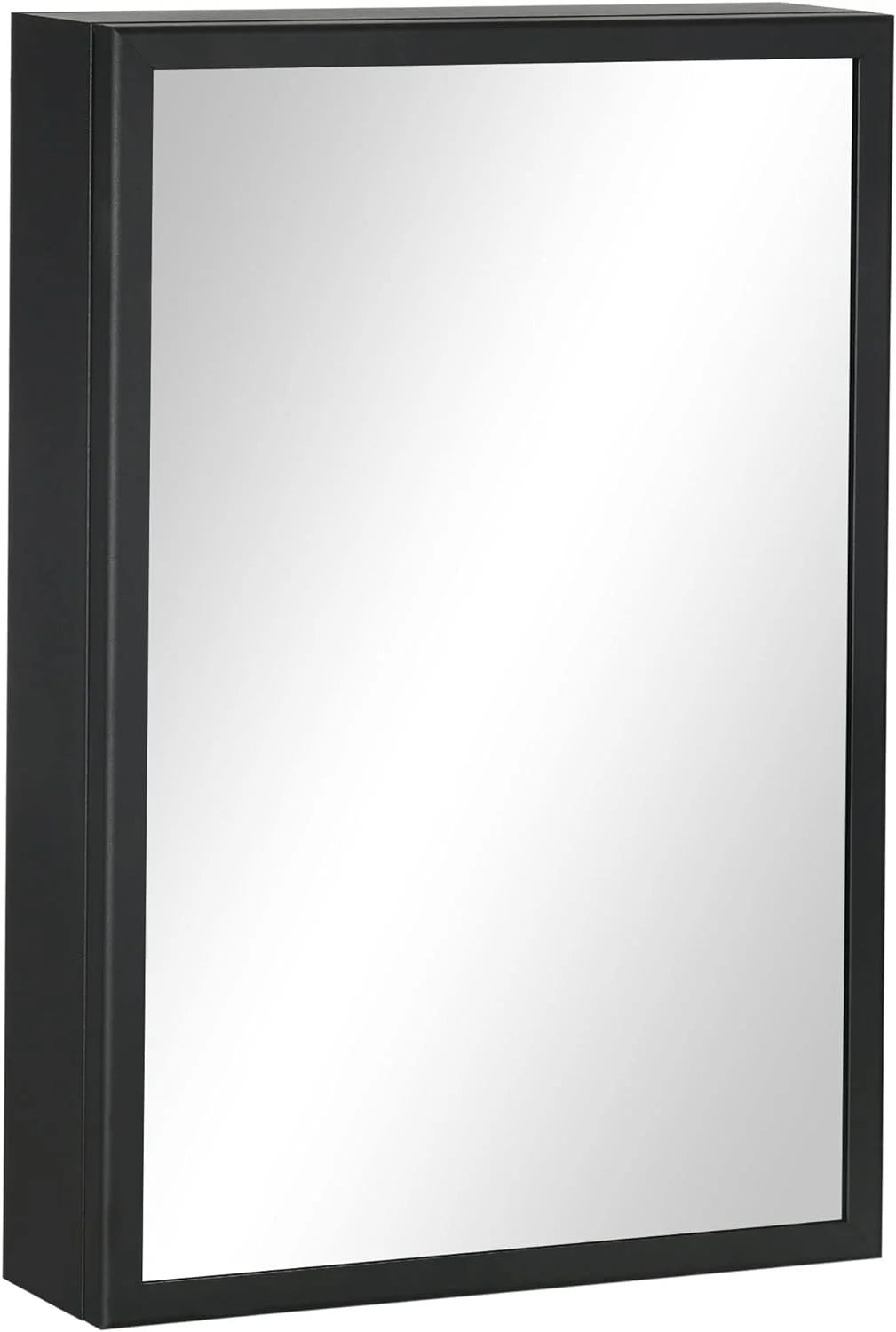Black Stainless Steel Wall-Mounted Medicine Cabinet with Mirror T477777