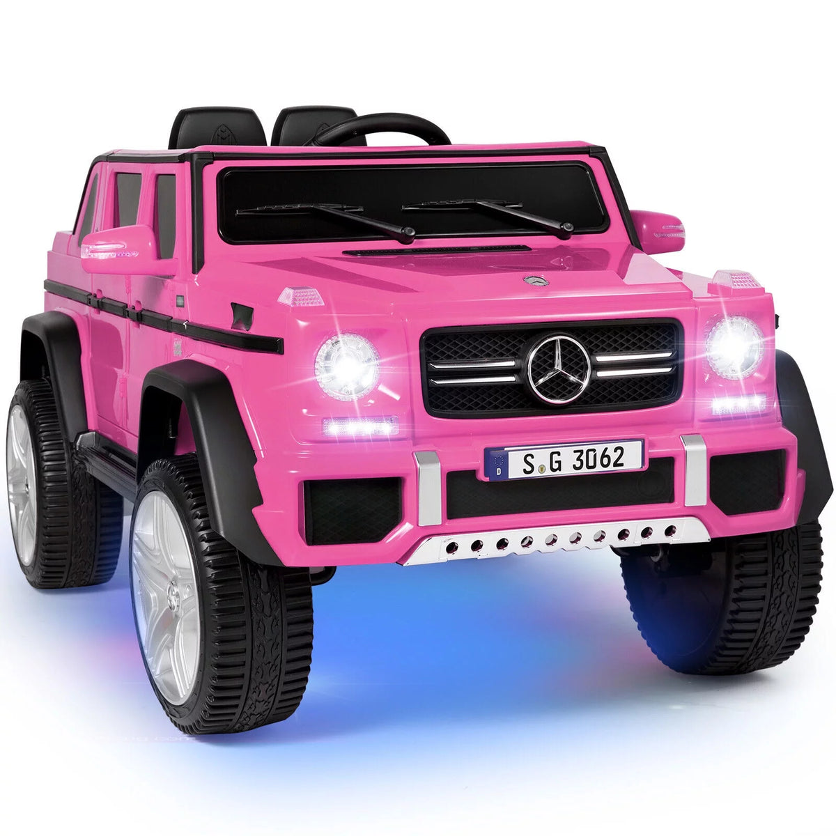 12V Kids Ride On Car with Remote Control, 3 Speeds, LED Lights, Bluetooth, Music (Pink) T522