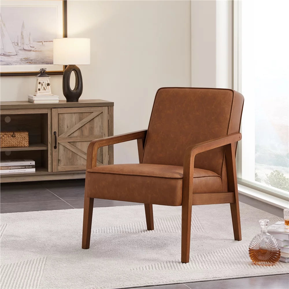 Light Brown Faux Leather Armchair U89396
