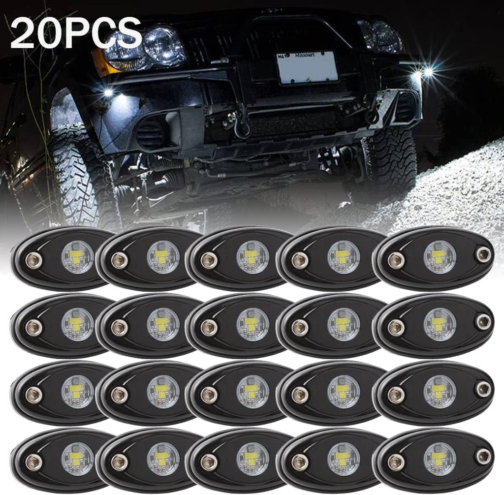 White 12PCS Waterproof LED Rock Lights N9550