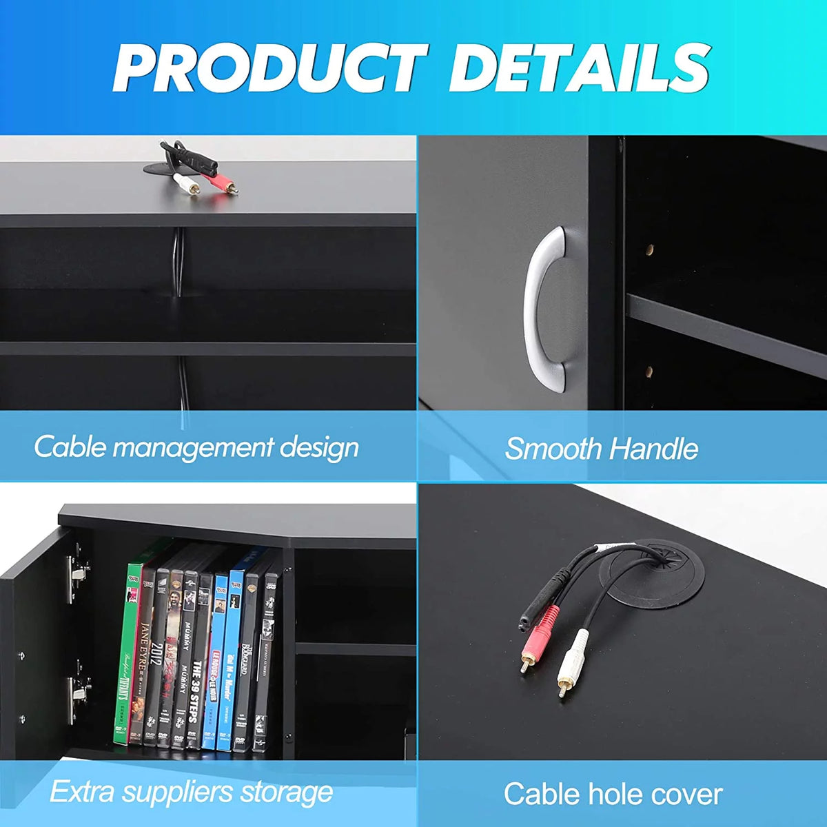 Black Wall Mounted Floating TV Stand C213