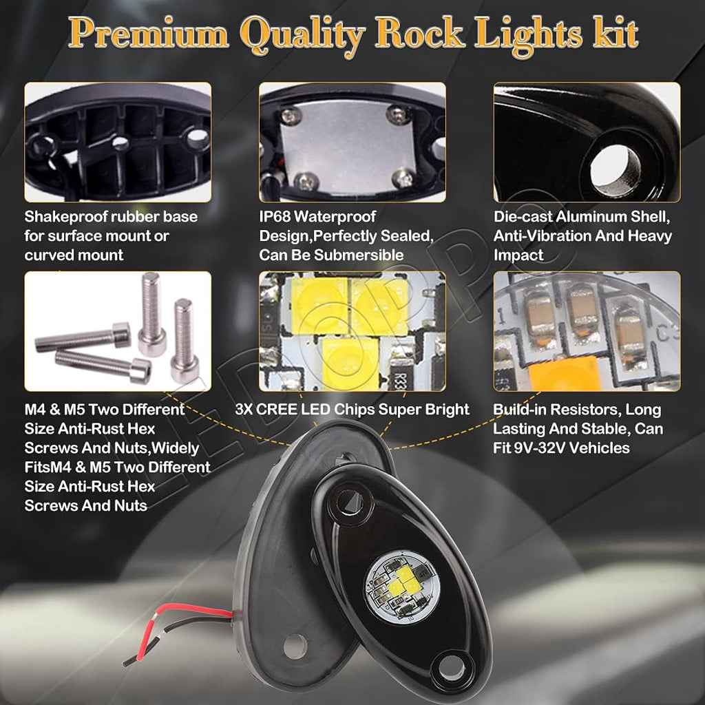 White 12PCS Waterproof LED Rock Lights N9550
