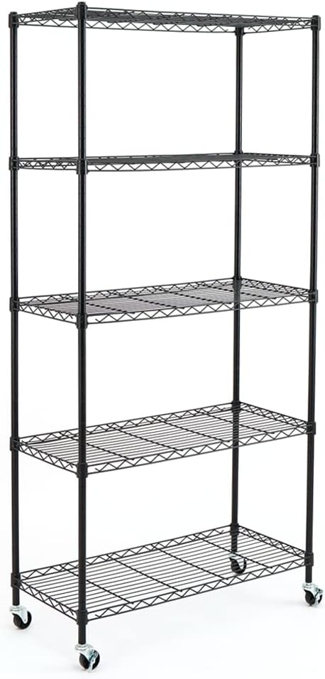 Black 4-Shelf Adjustable Carbon Steel Wire Shelving Unit G537