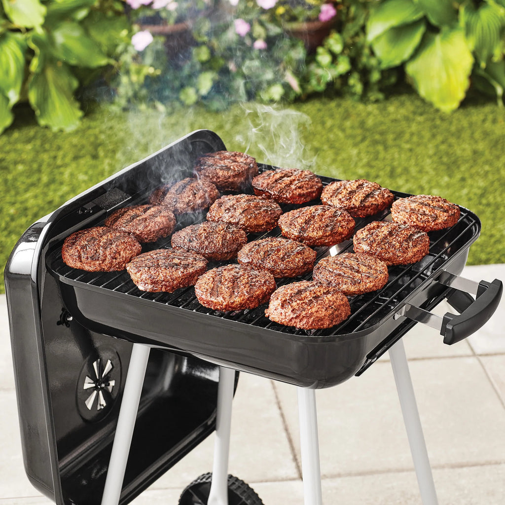 Square Steel Charcoal Grill with Wheels, Black K2520