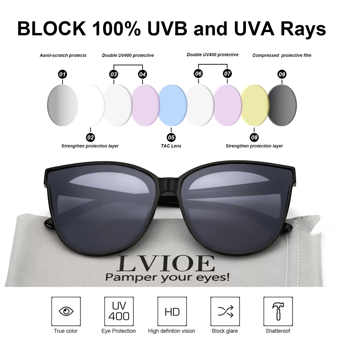 Cat Eye Sunglasses with Polarized UV400 Protection X33646