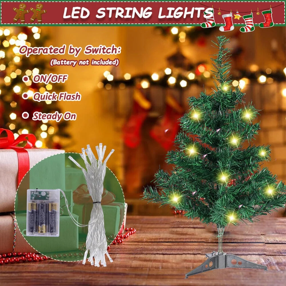 2ft Artificial Mini Christmas Pine Tree with Lights D256