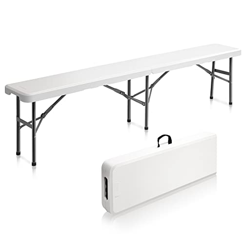 White 6ft Folding Plastic Bench Y65866