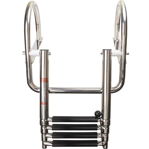 Heavy-Duty Stainless Steel Pontoon Boat Ladder with Handrails B734