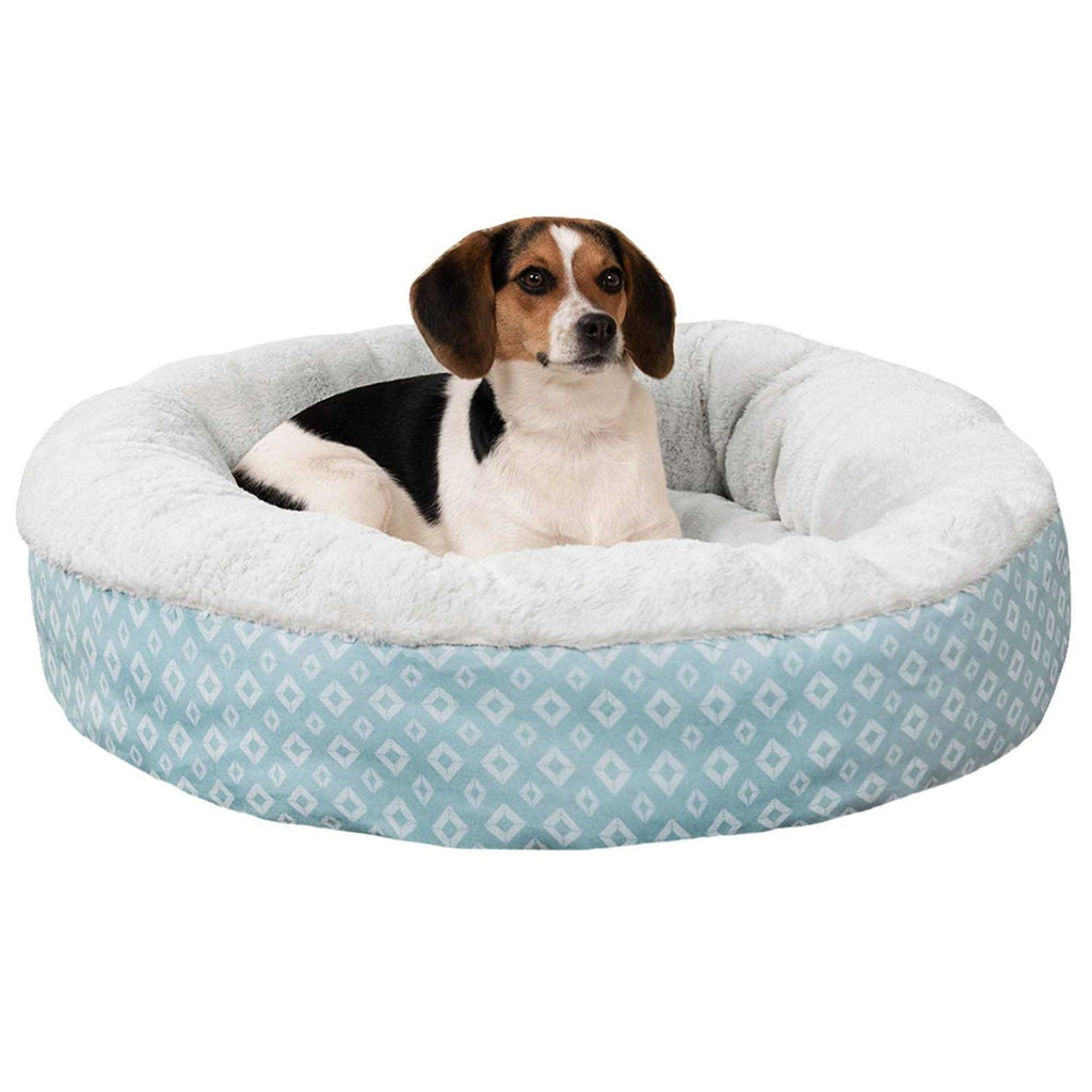 Plush Diamond Print Calming Donut Pet Bed C7100