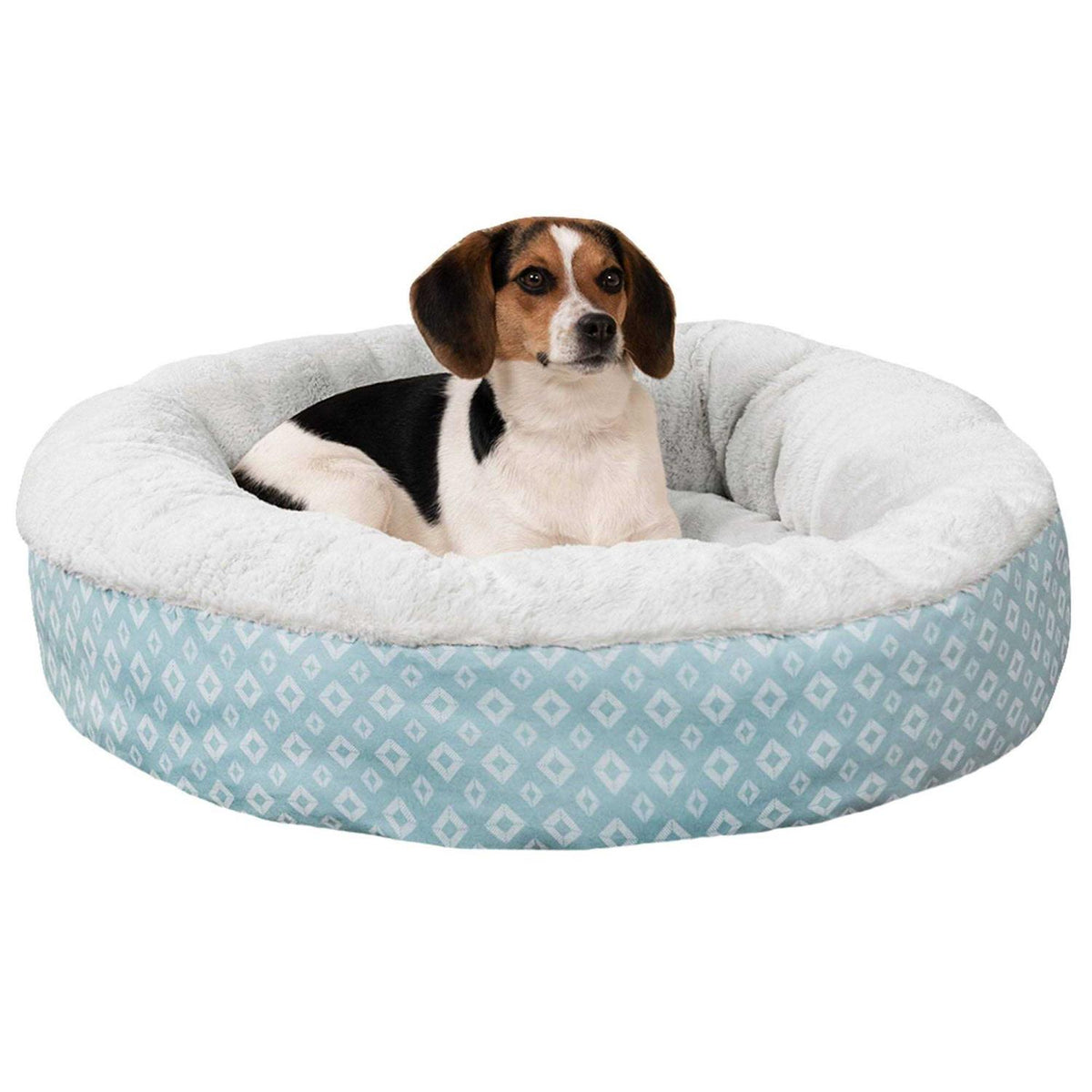 Plush Diamond Print Calming Donut Pet Bed C7100
