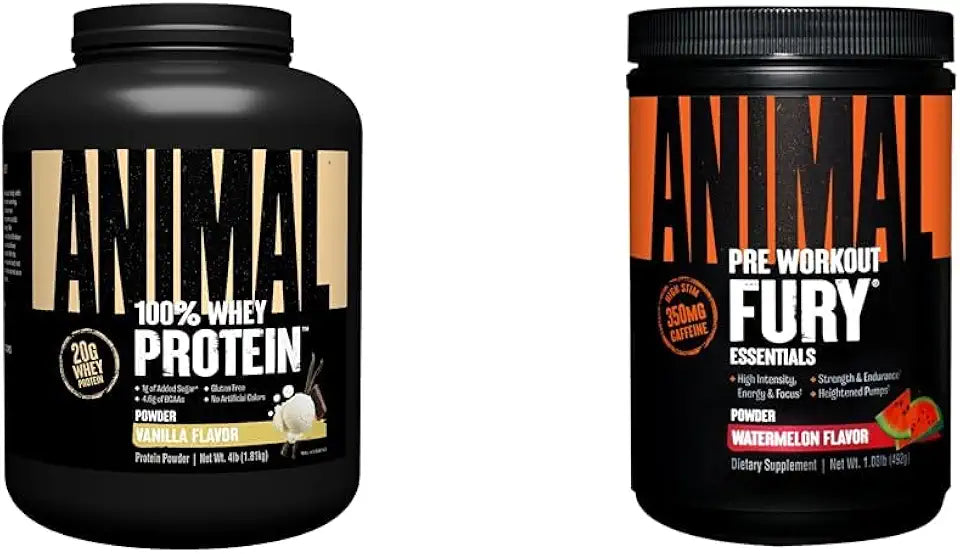 100% Whey Protein Powder Vanilla 4lb and Pre Workout Powder Watermelon 16.96oz A260
