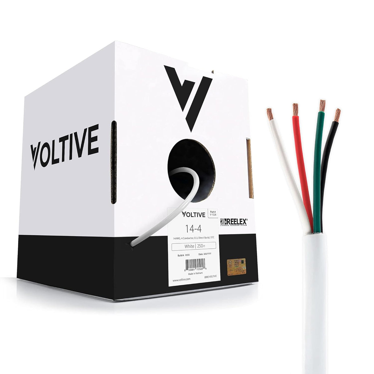 14 AWG 4 Conductor Oxygen-Free Copper Speaker Wire, 500 Foot, White N515009