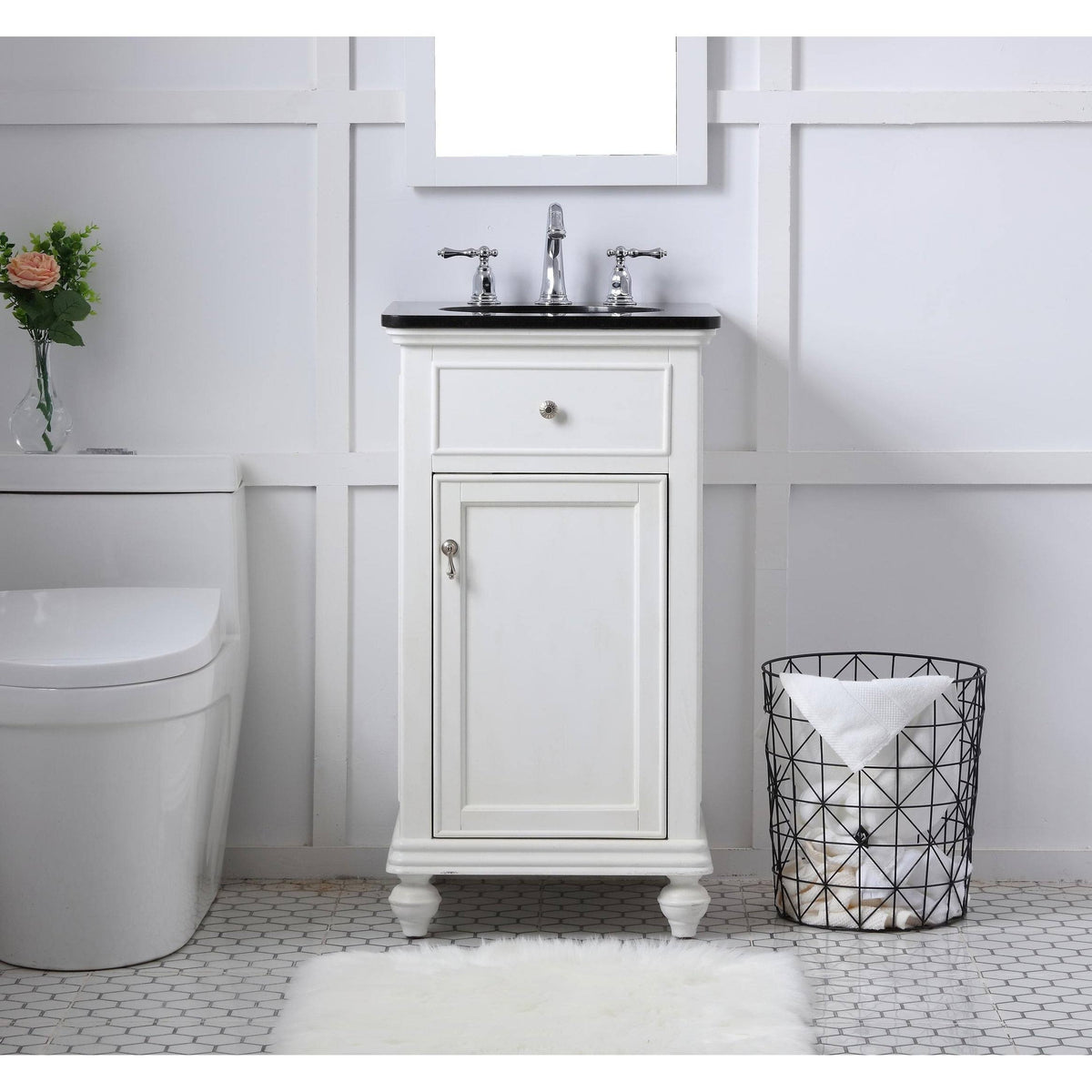 Grey 18 inch Bathroom Vanity Cabinet Set with Granite Top T2343