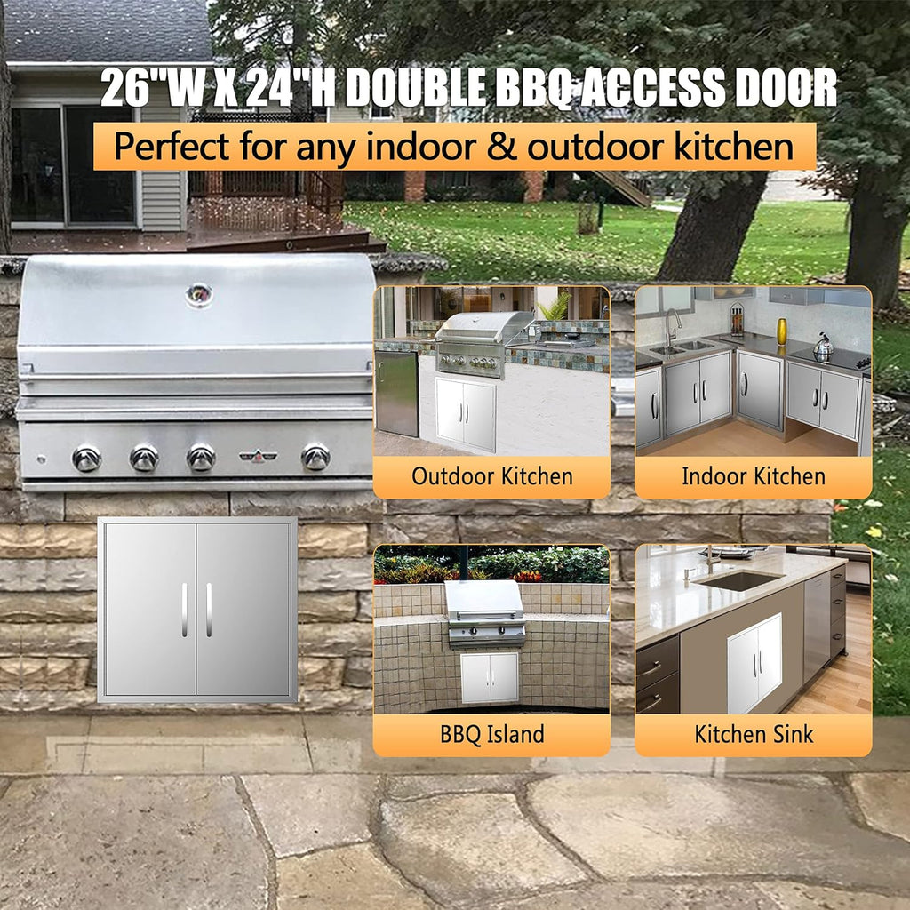 Double Stainless Steel BBQ Access Door V518
