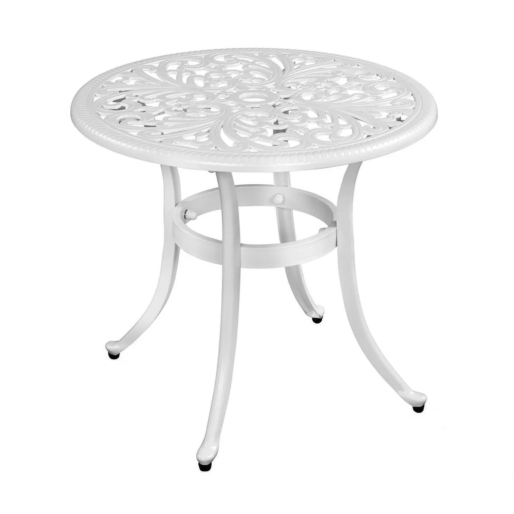 White Cast Aluminum Round Outdoor Table O717612