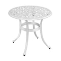 White Cast Aluminum Round Outdoor Table O717612