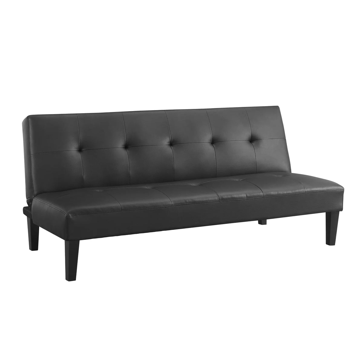 Black Faux Leather Convertible Futon Sofa Bed C80018