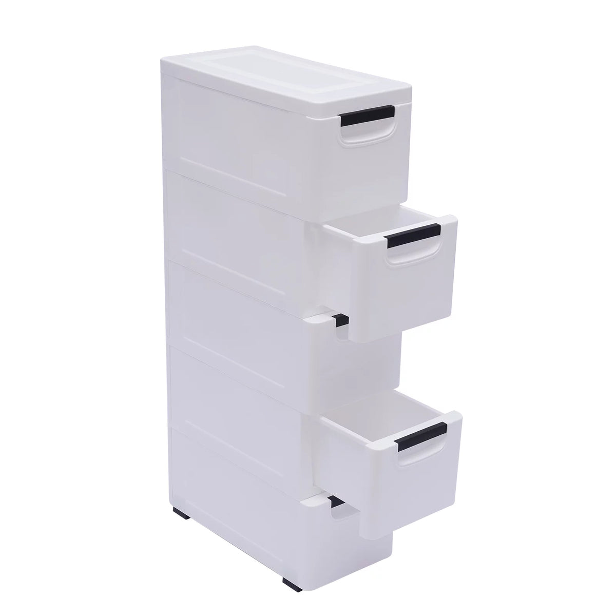 White 5 Drawer Plastic Dresser Storage Cabinet F324
