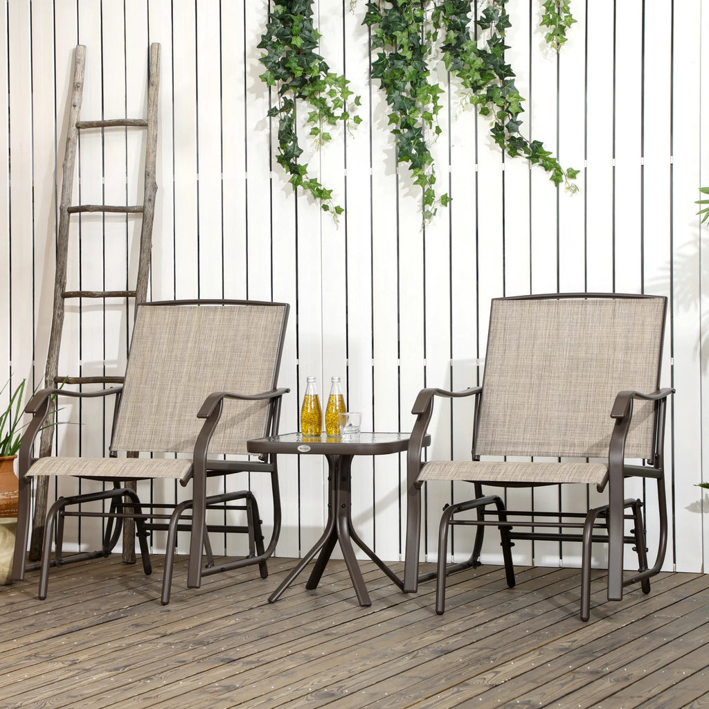3 Pc Sling Fabric Rocking Glider Chair with Table Set M6546