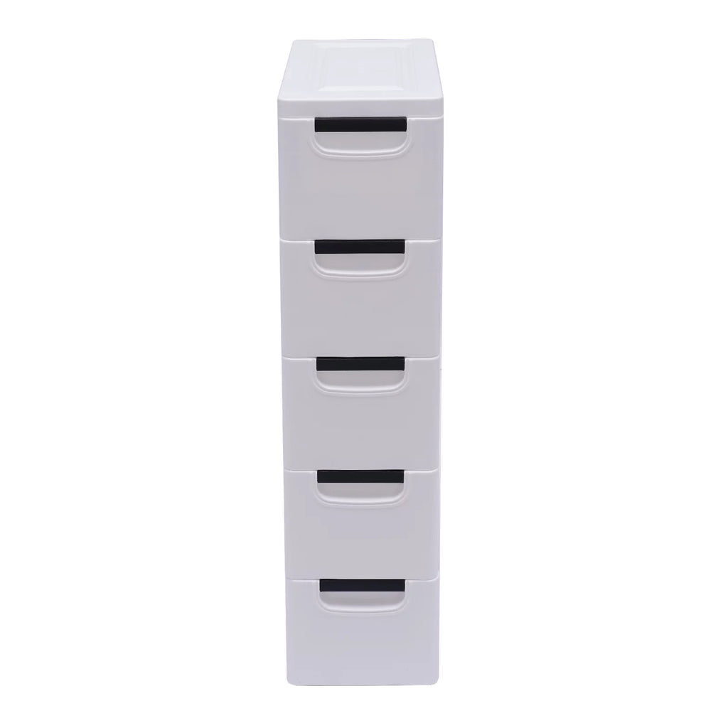 White 5 Drawer Plastic Dresser Storage Cabinet F324