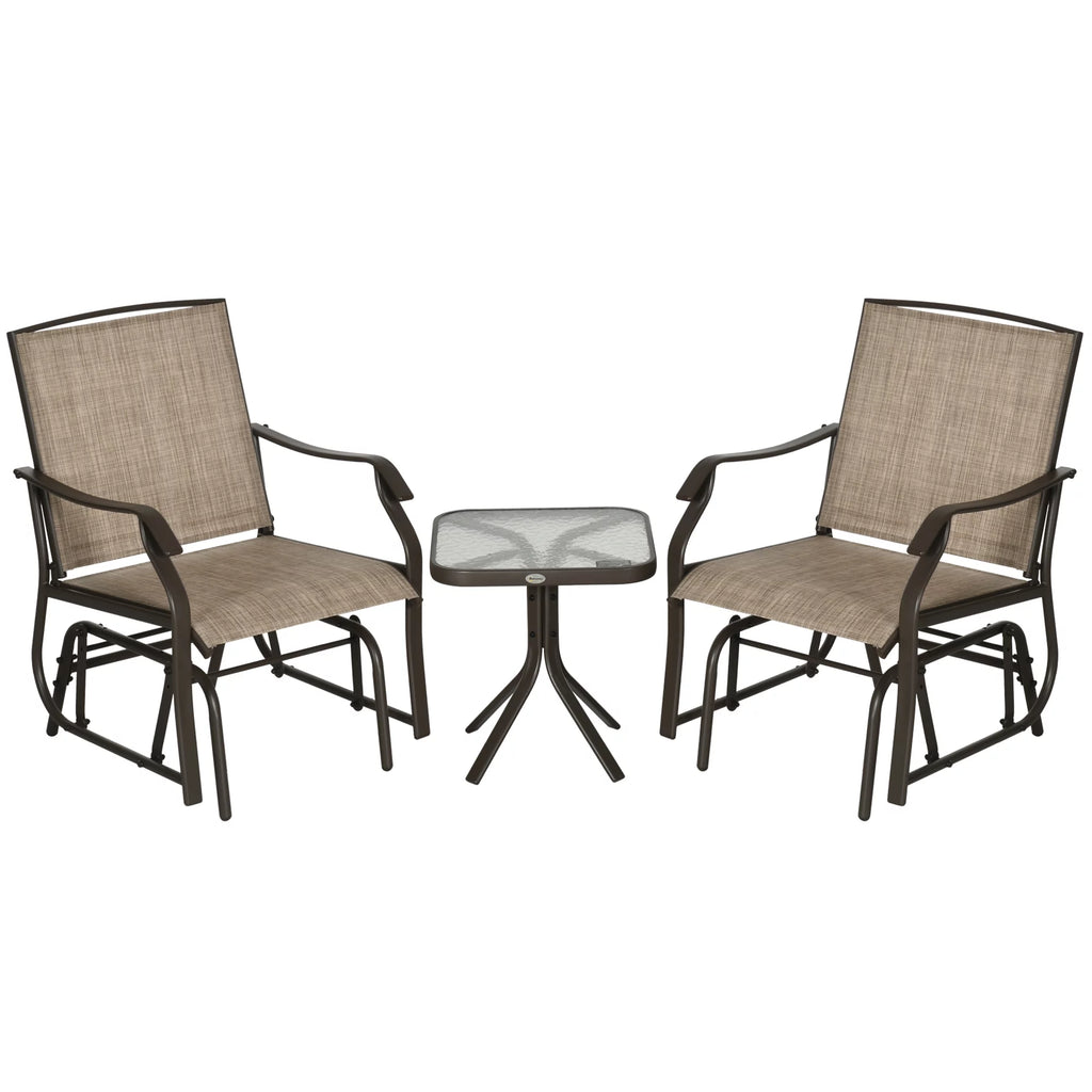 3 Pc Sling Fabric Rocking Glider Chair with Table Set M6546