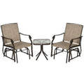 3 Pc Sling Fabric Rocking Glider Chair with Table Set M6546