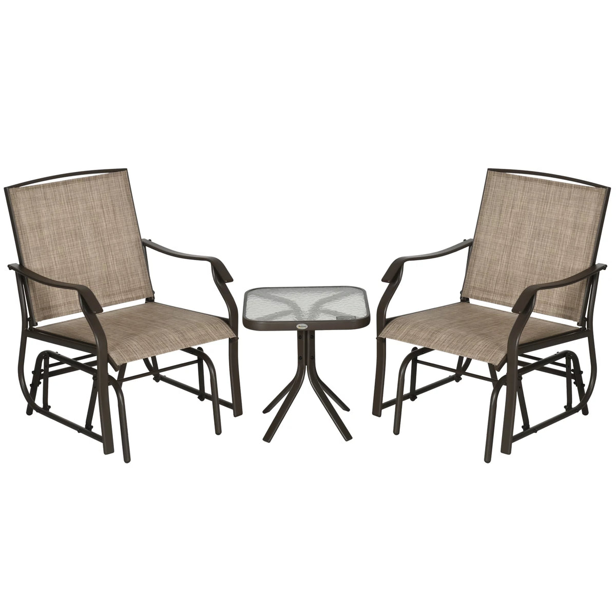 3 Pc Sling Fabric Rocking Glider Chair with Table Set M6546